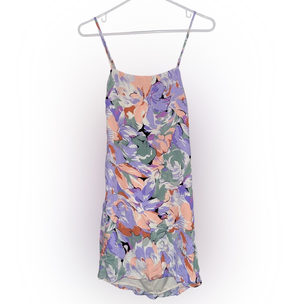 Lulu’s Multi Floral Print Tie-Back Mini Dress